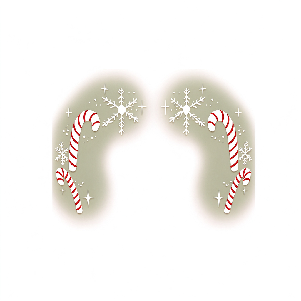 Candy Cane Snowflake Christmas Face Temporary Tattoos