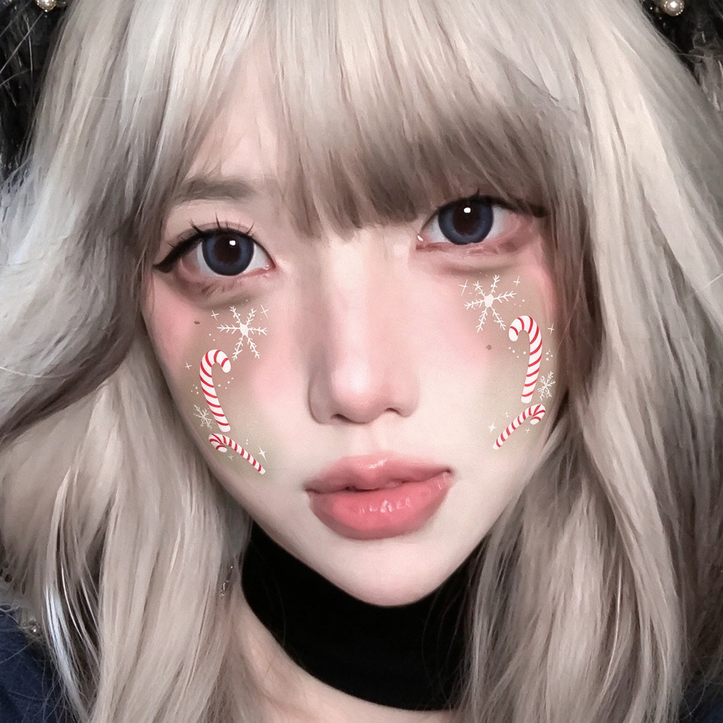 Candy Cane Snowflake Christmas Face Temporary Tattoos