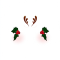 Reindeer Antler Holly Berry Christmas Face Temporary Tattoos