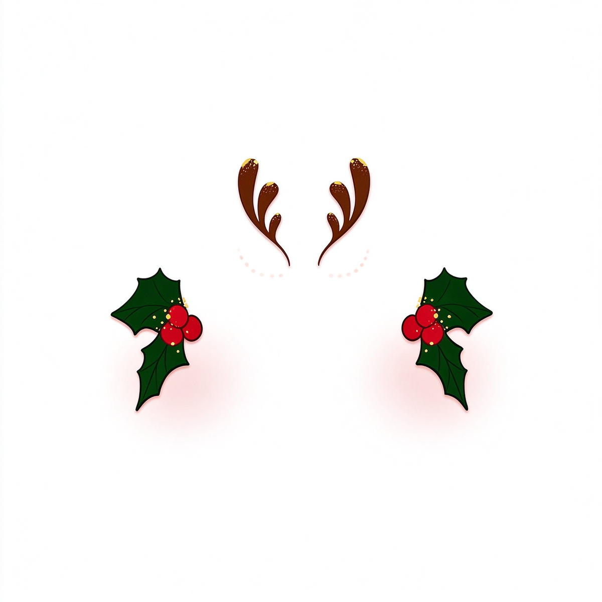 Reindeer Antler Holly Berry Christmas Face Temporary Tattoos