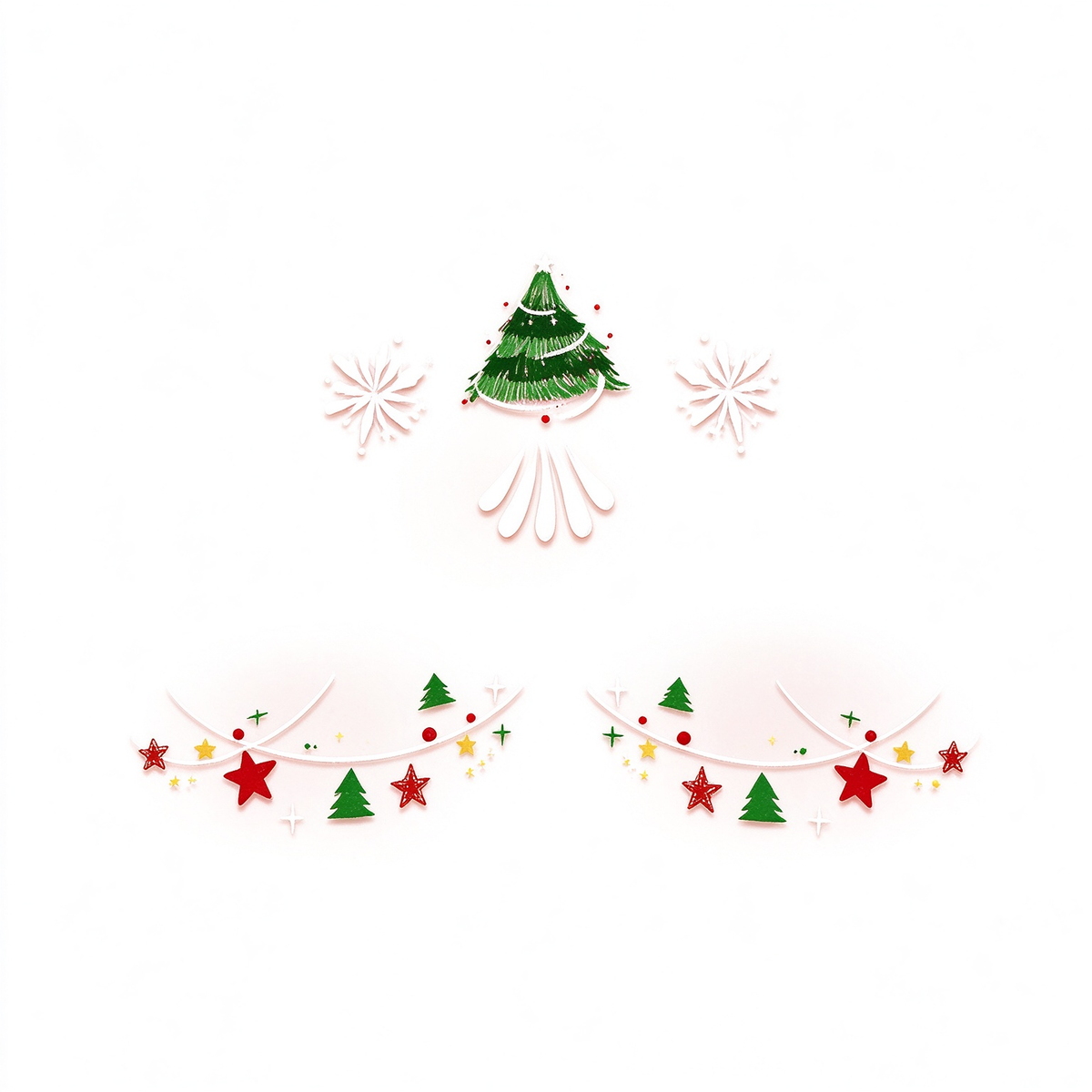 Christmas Tree Star Face Tattoos