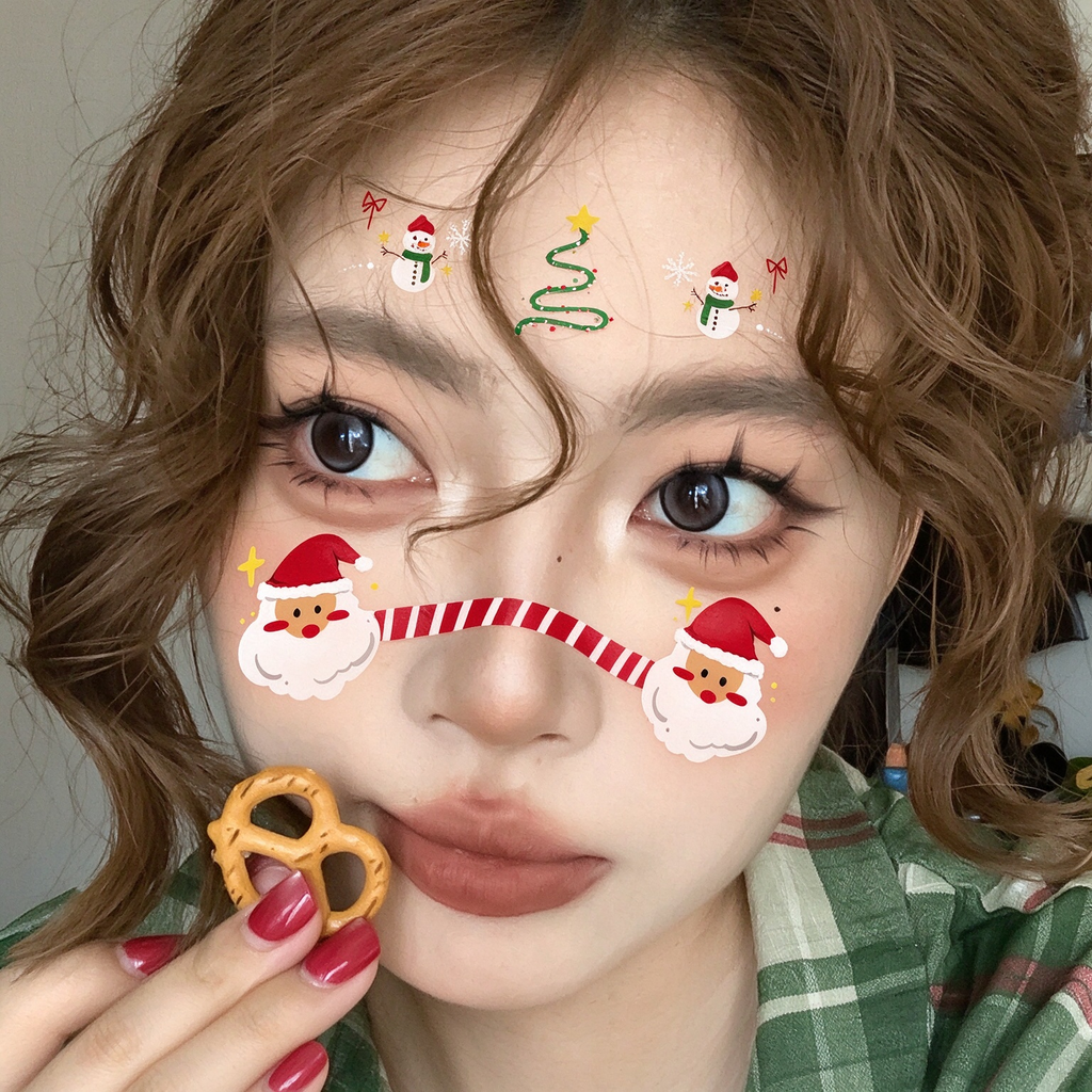 Santa Snowman Face Tattoos