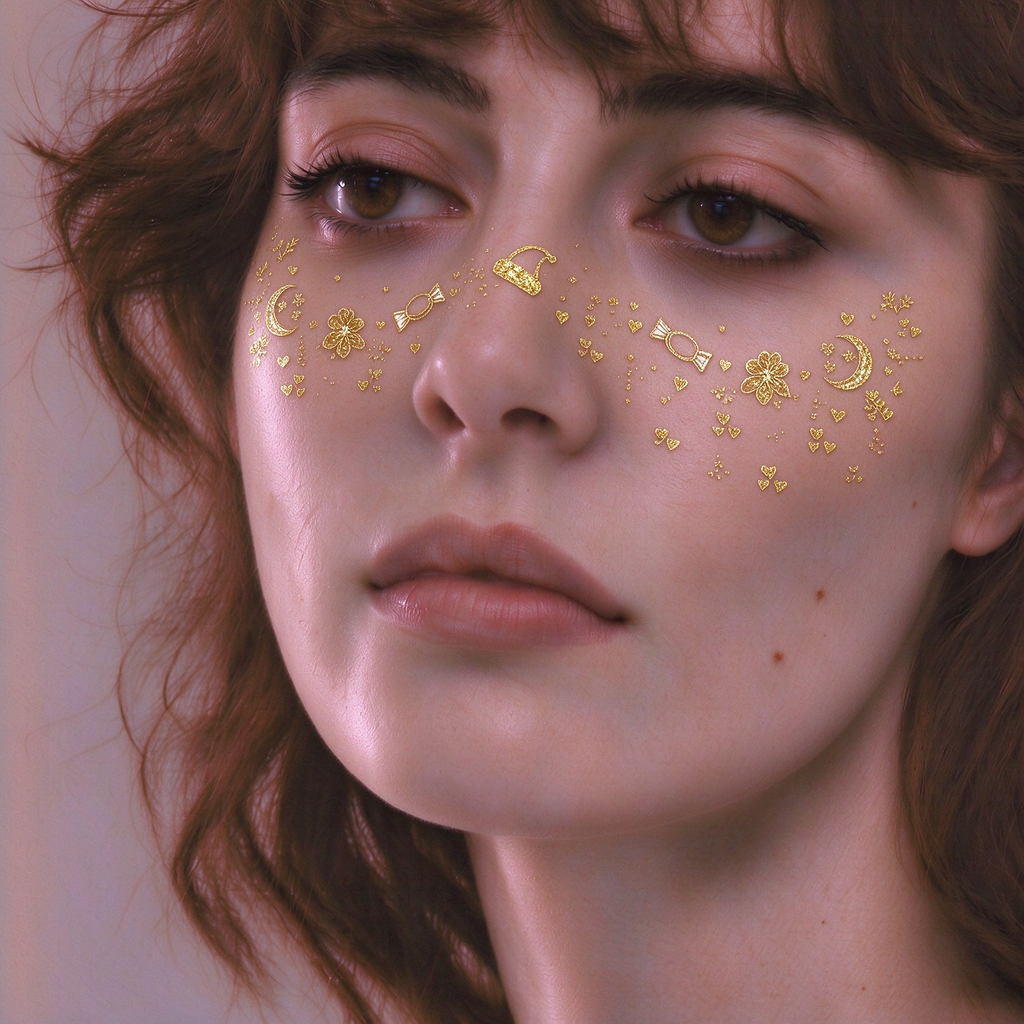 Metallic Glitter Moon & Candy Temporary Tattoos