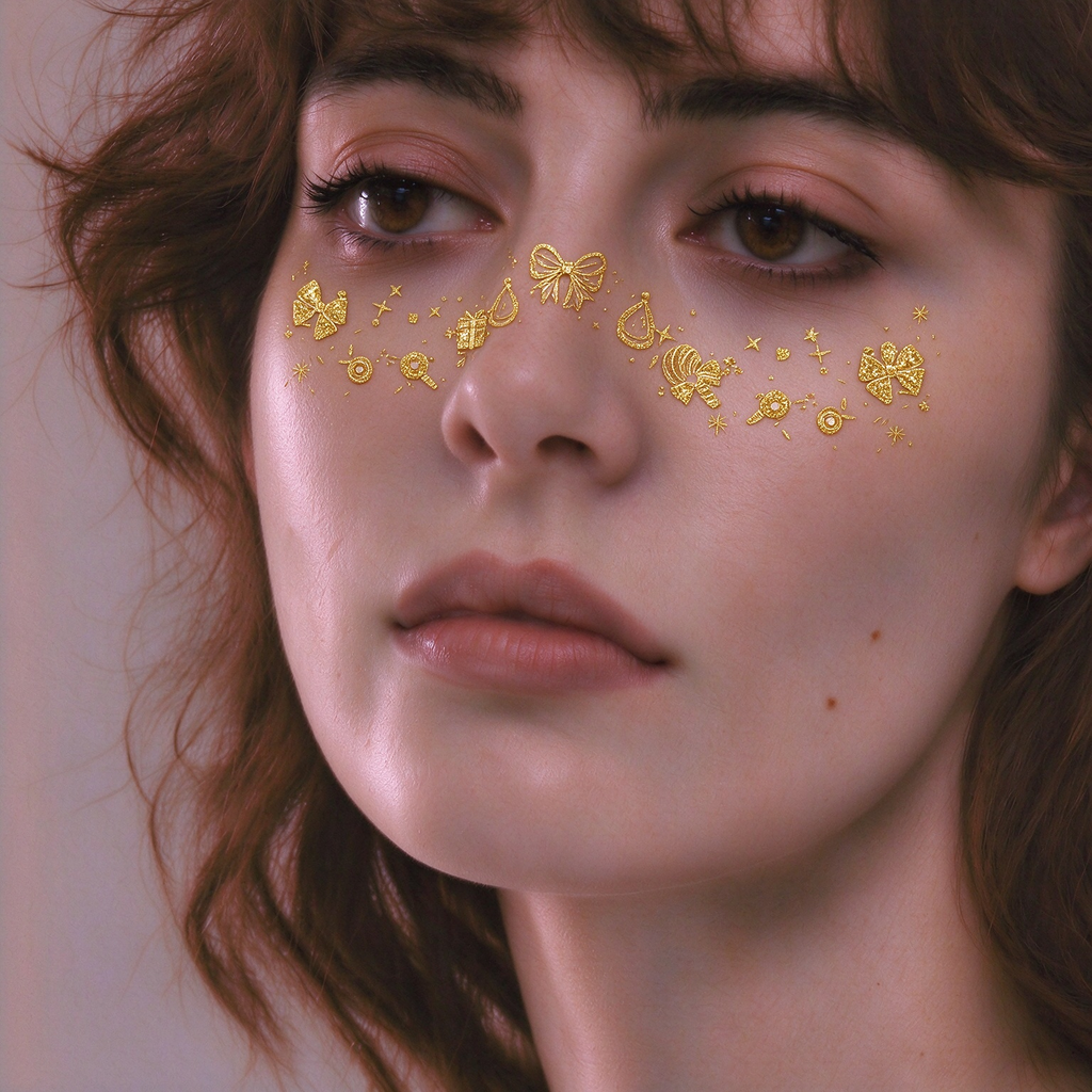 Metallic Glitter Bow & Candy Temporary Tattoos