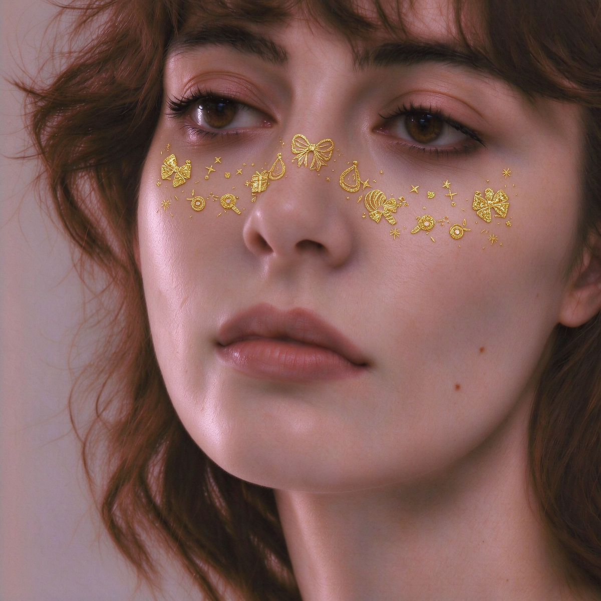 Metallic Glitter Bow & Candy Temporary Tattoos