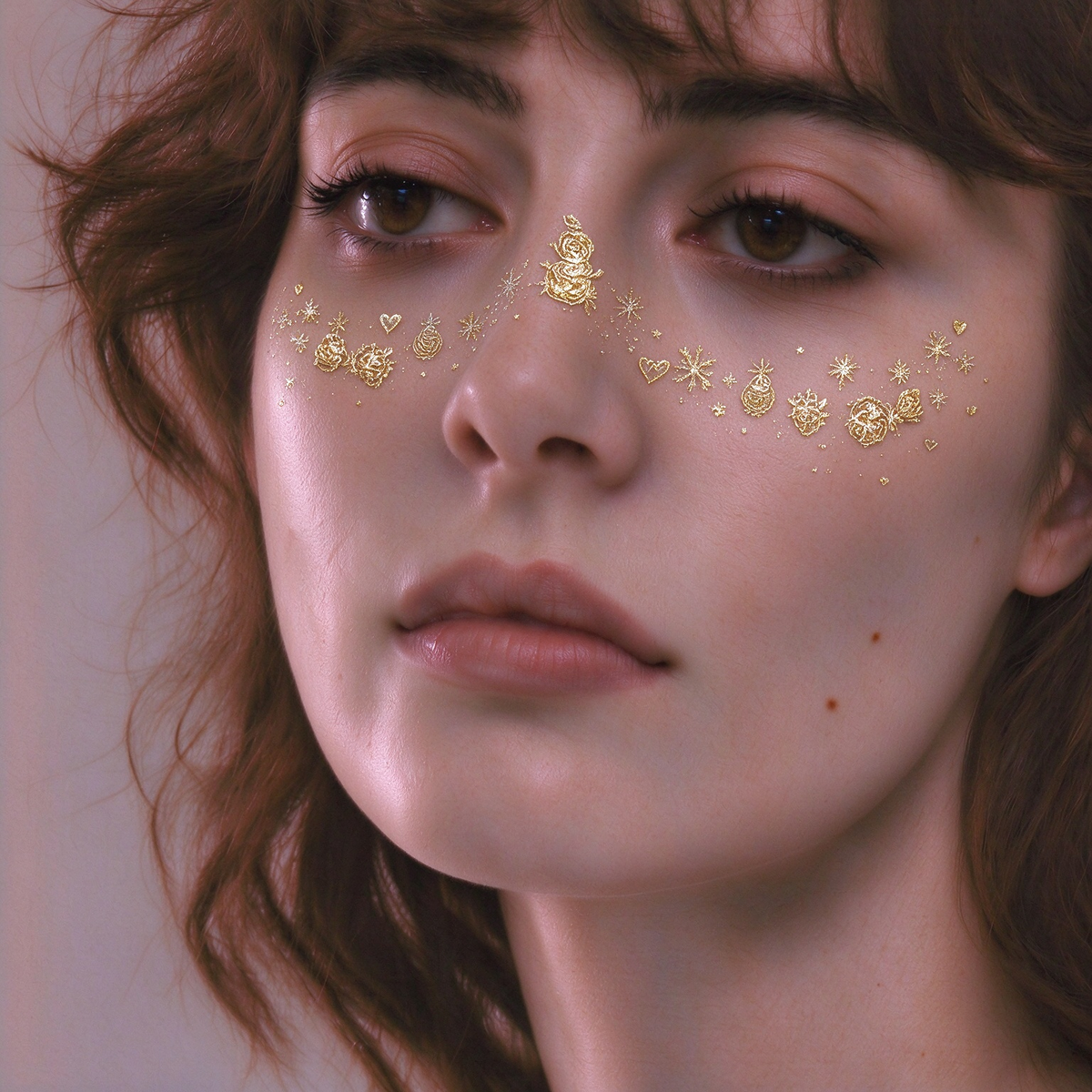 Metallic Glitter Bear & Heart Temporary Tattoos