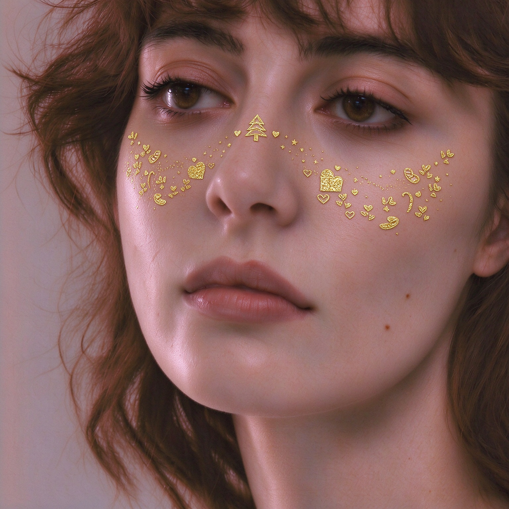 Metallic Glitter Heart & Candy Temporary Tattoos