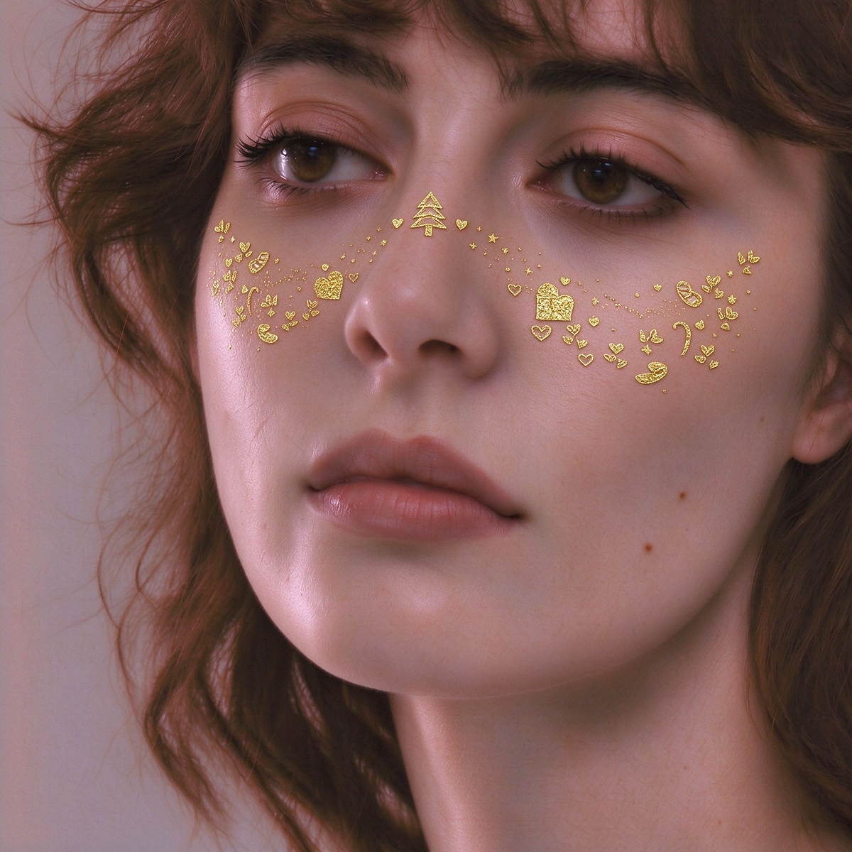 Metallic Glitter Heart & Candy Temporary Tattoos
