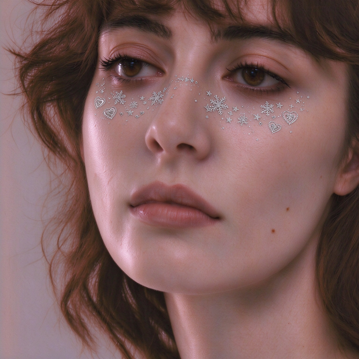 Silver Glitter Snowflake & Heart Temporary Tattoos