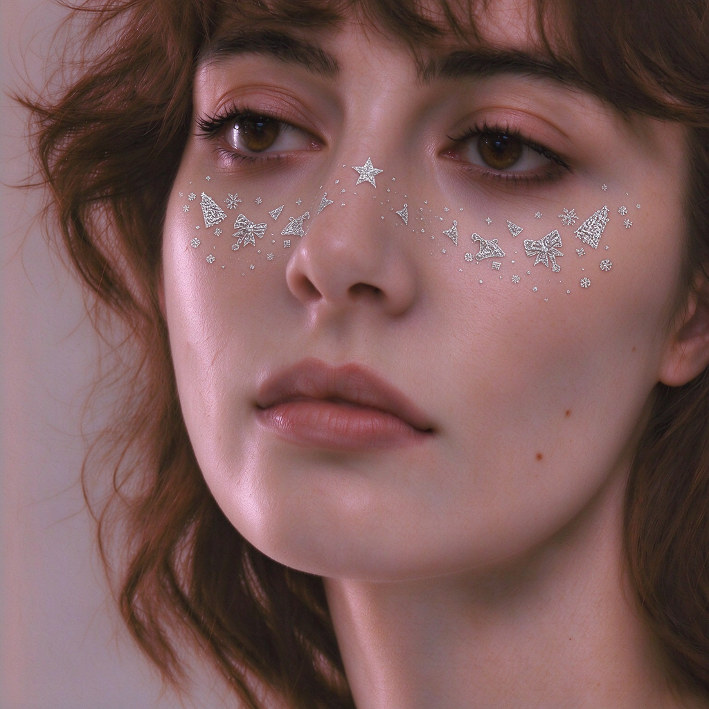 Silver Glitter Bell & Bow Temporary Tattoos