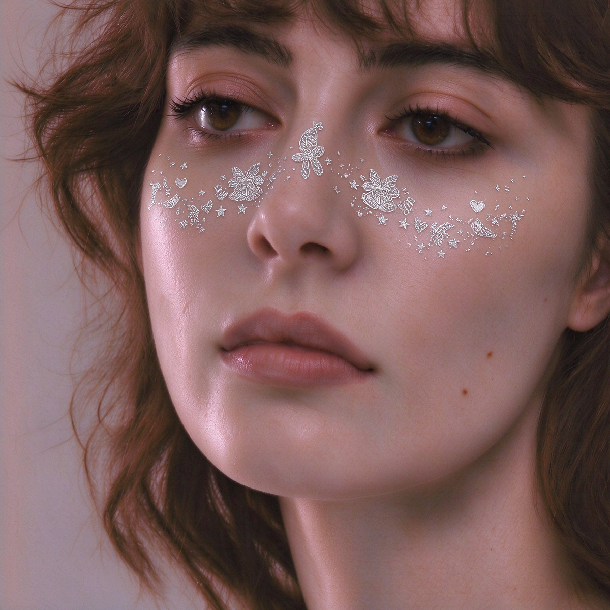 Silver Glitter Butterfly & Star Temporary Tattoos