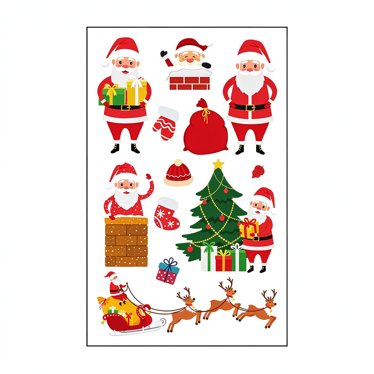 Santa Sleigh Christmas Sticker Pack