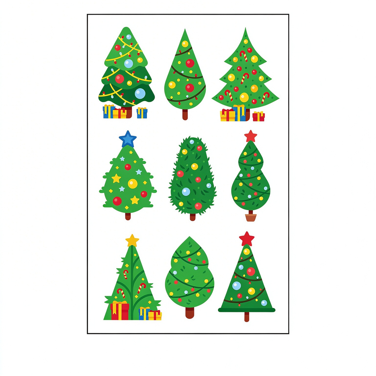 Decorated Christmas Tree Stickers