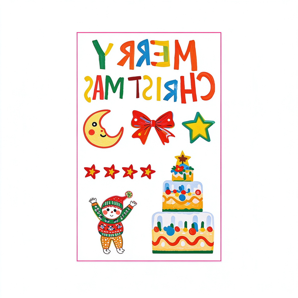 Xmas Cake Word Stickers
