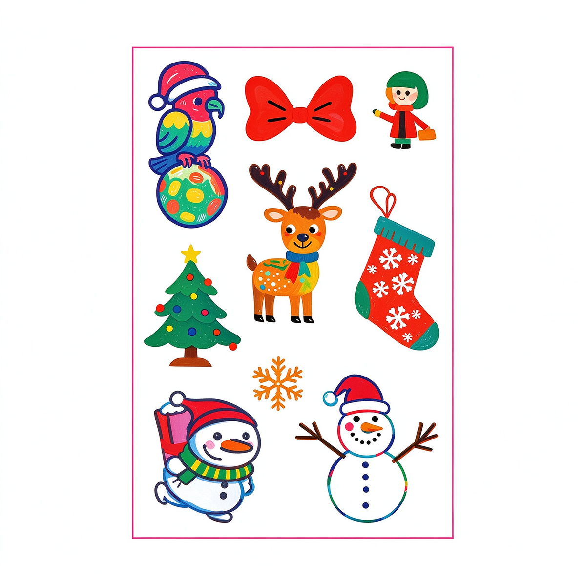 Parrot Snowman Xmas Stickers