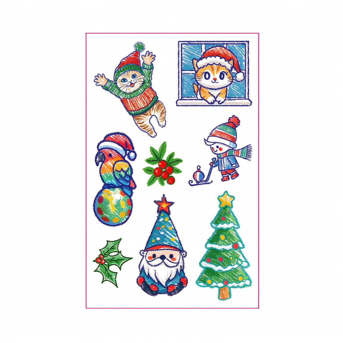 Cat Gnome Xmas Stickers