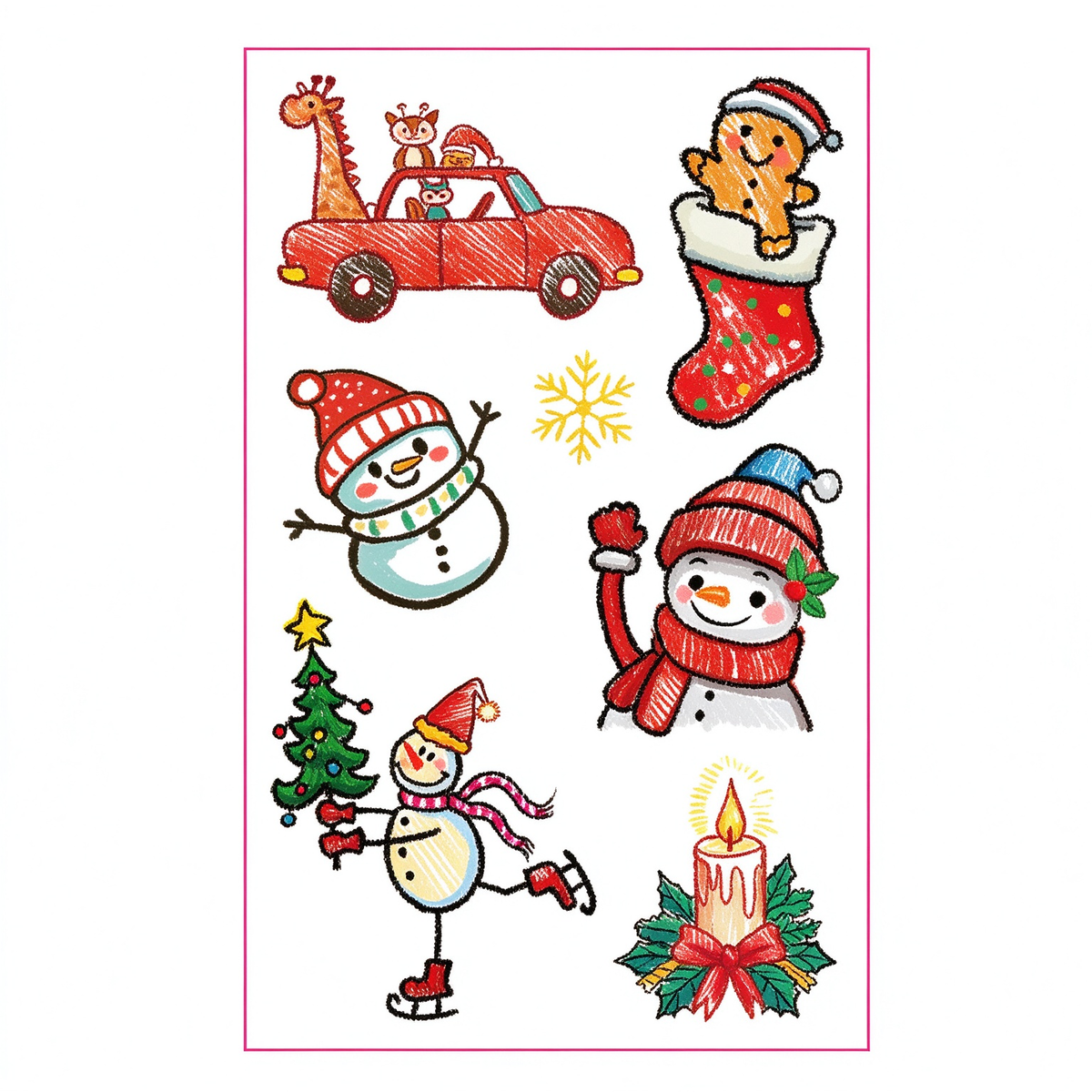 Car Snowman Xmas Stickers
