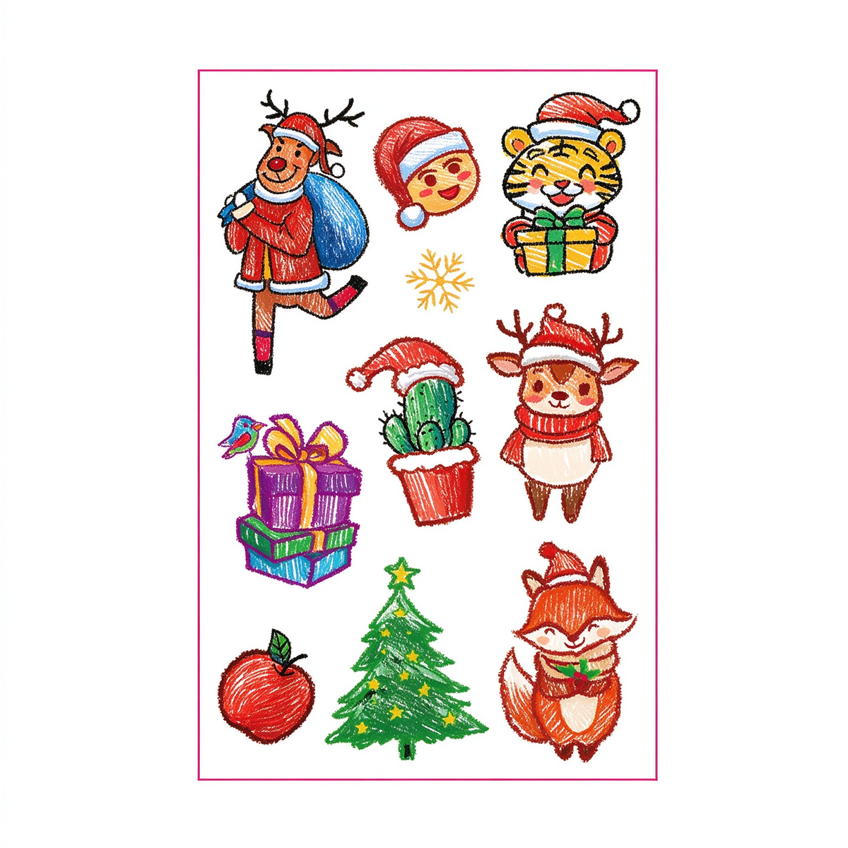Tiger Fox Xmas Stickers
