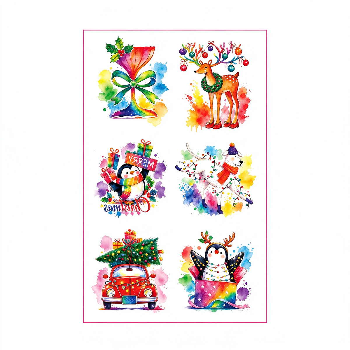 Penguin Dog Xmas Stickers