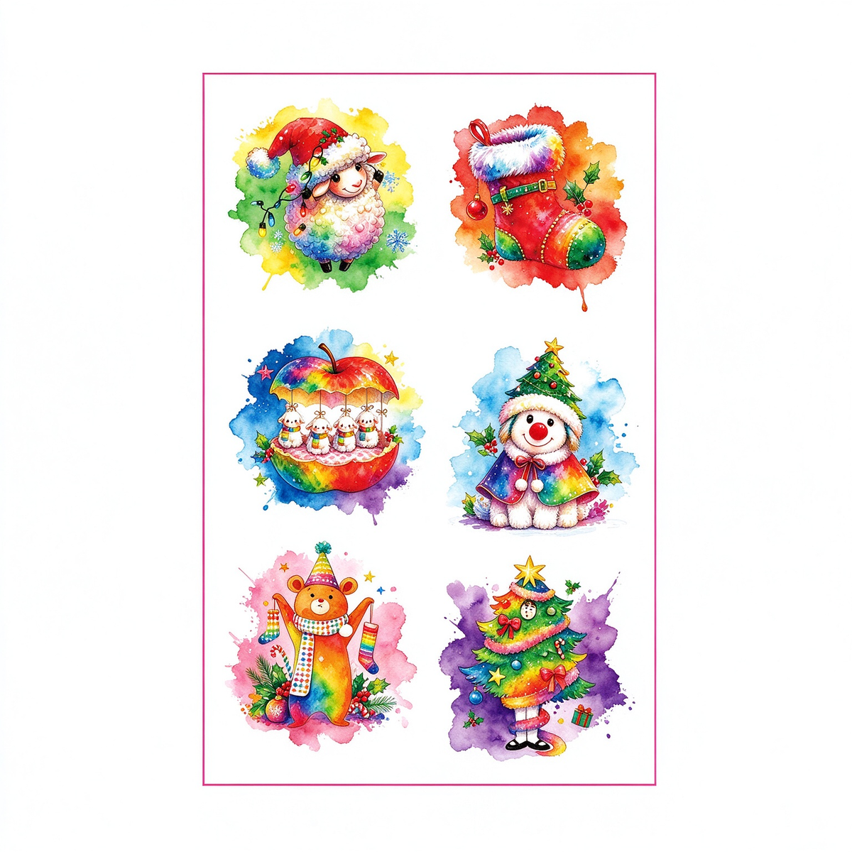 Sheep Bear Xmas Stickers