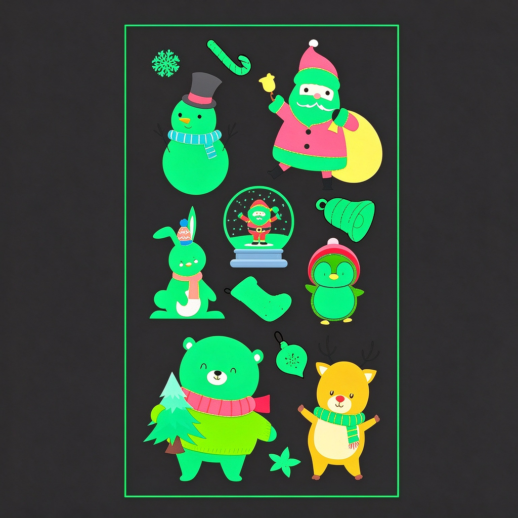 Snowman Bear Xmas Stickers