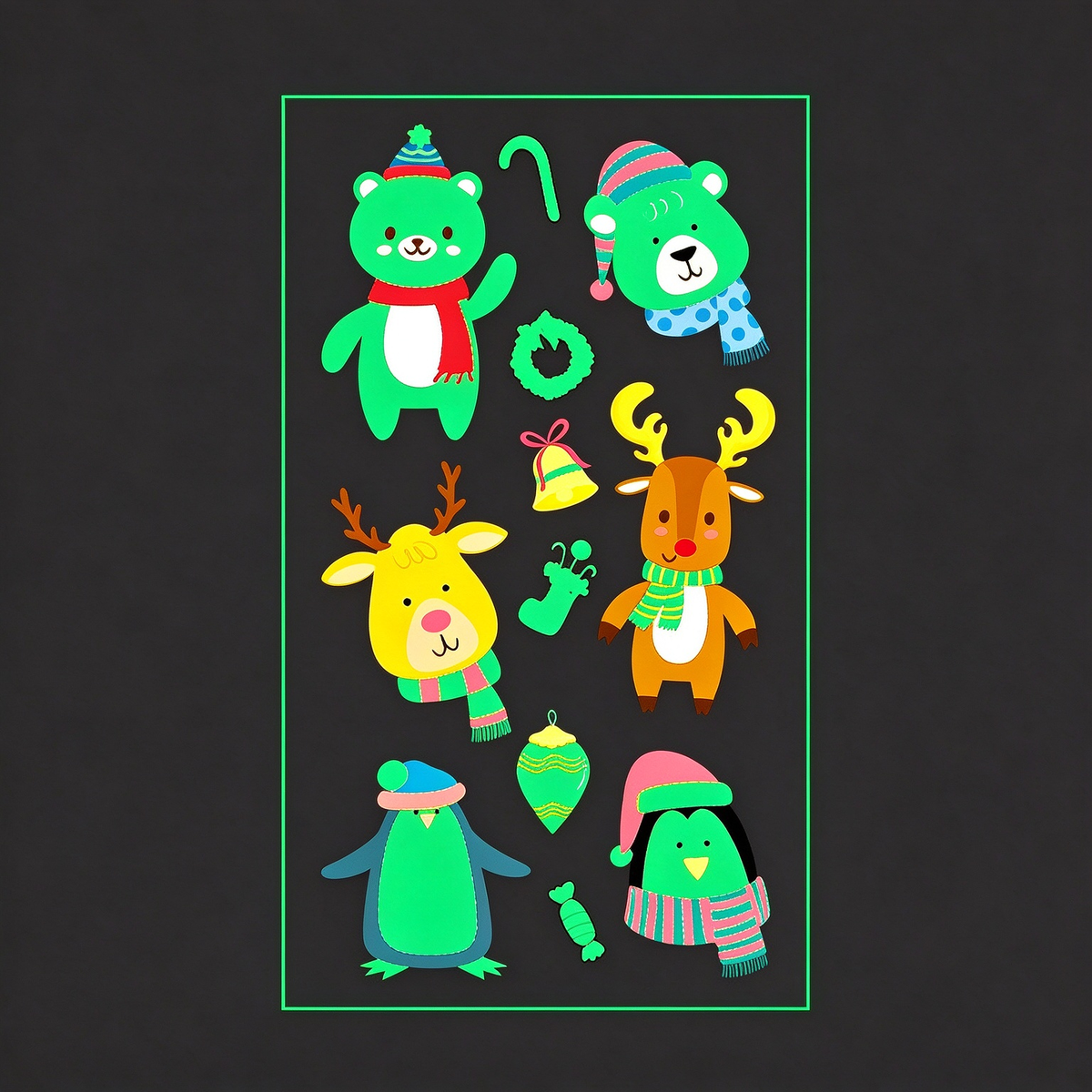 Deer Bear Xmas Stickers