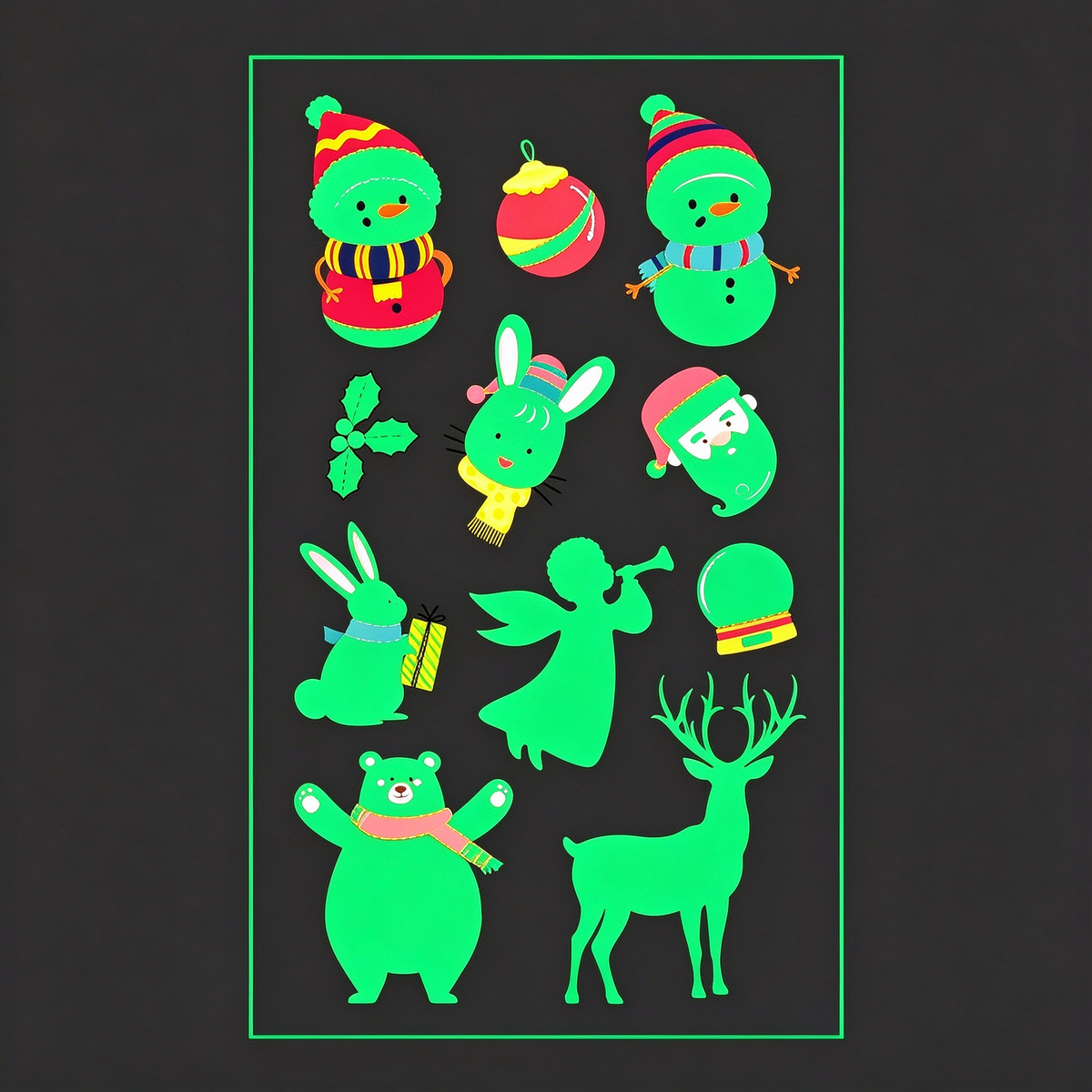 Snowman Bunny Xmas Stickers