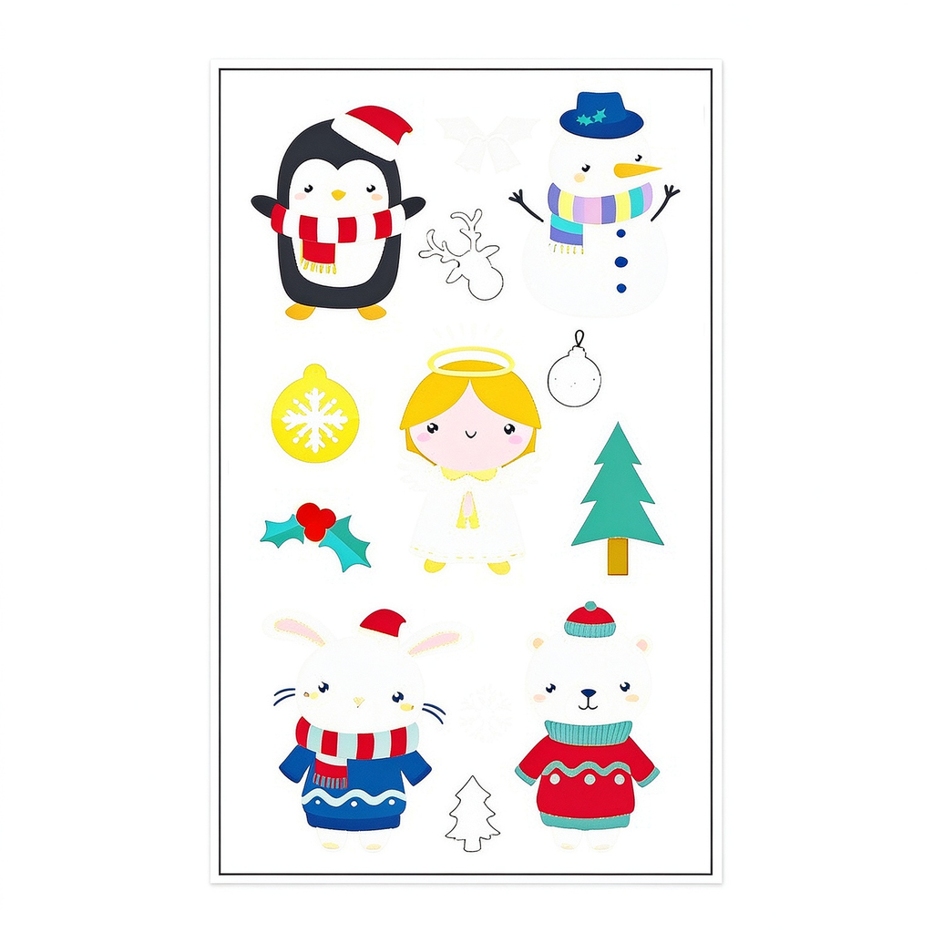 Penguin Angel Xmas Stickers