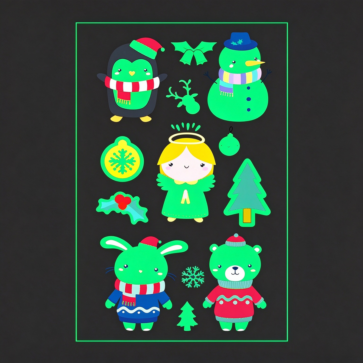 Penguin Angel Xmas Stickers