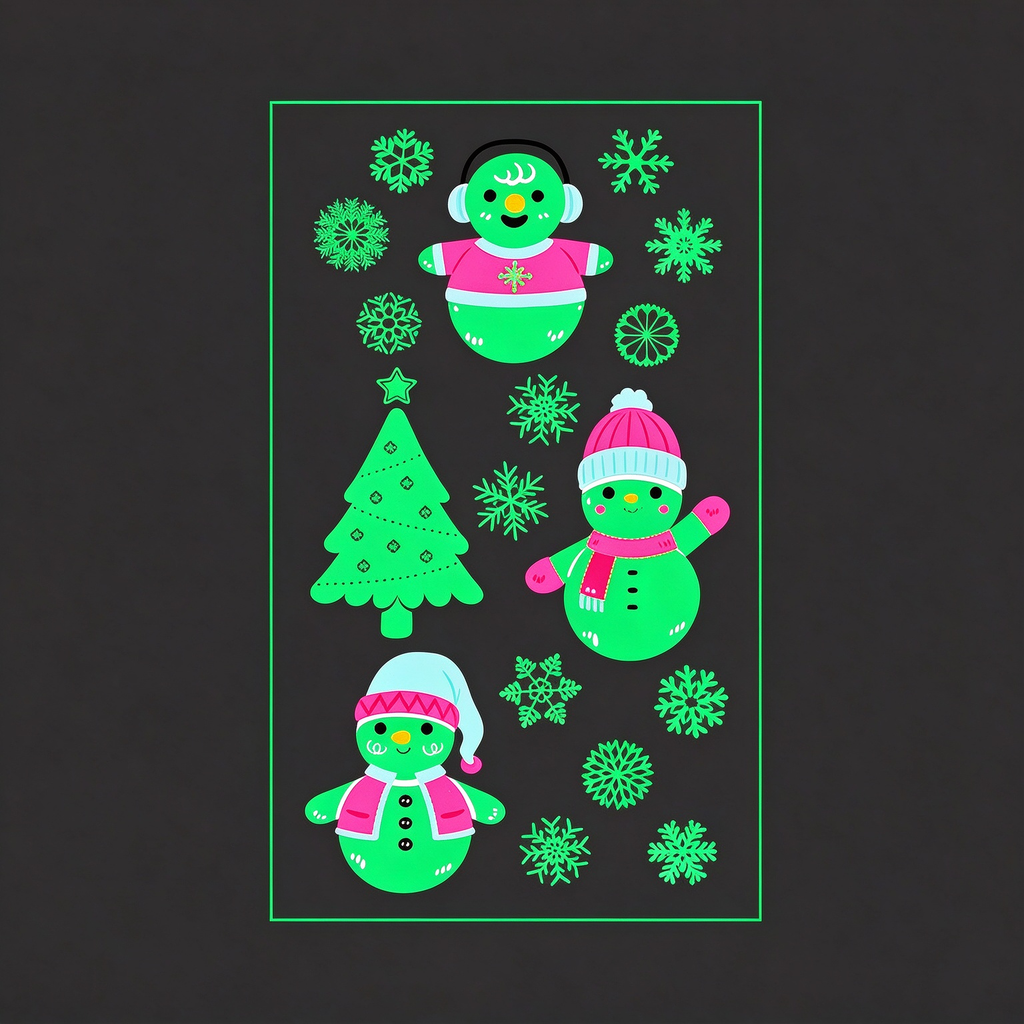 Snowman Tree Xmas Stickers
