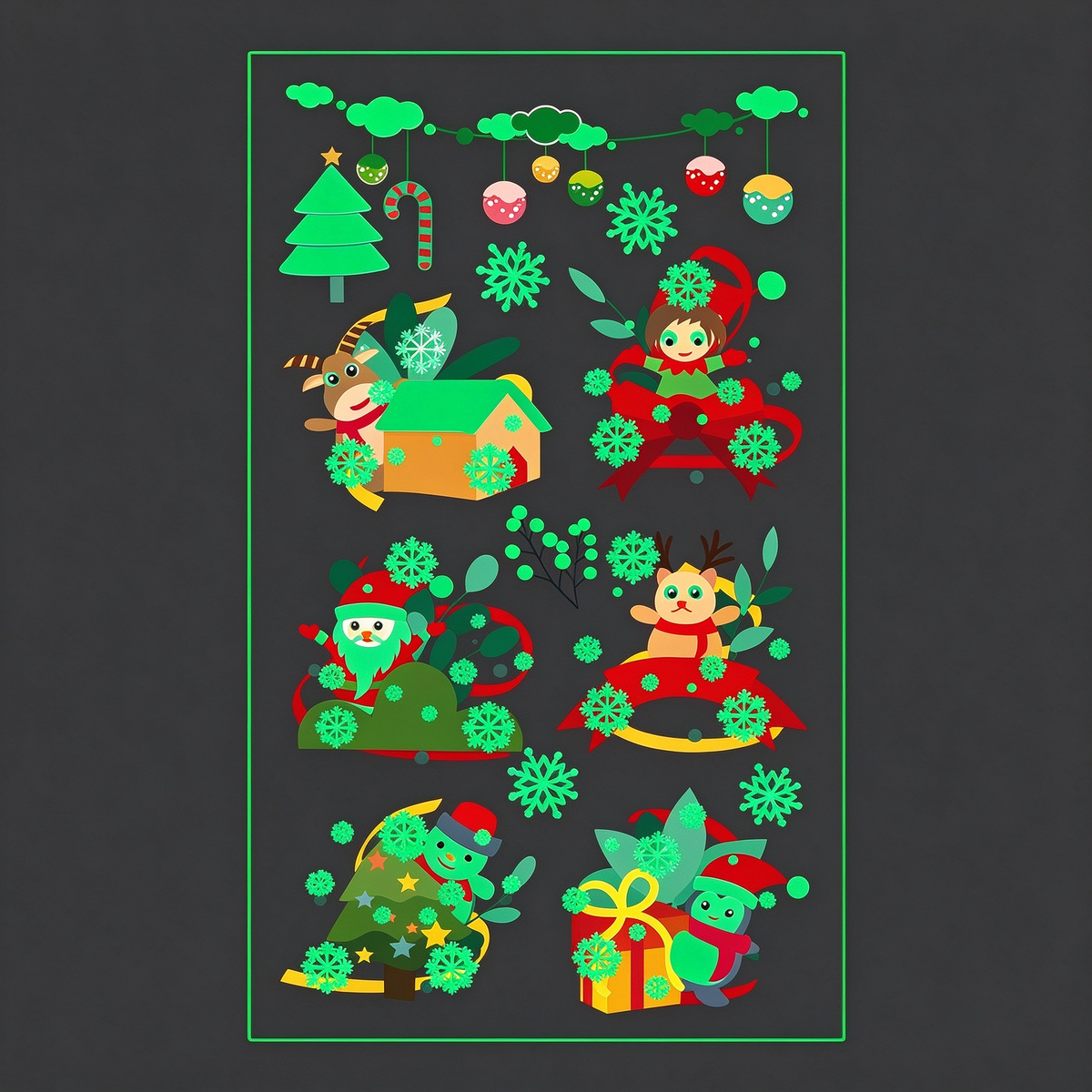 Elf Santa Xmas Stickers