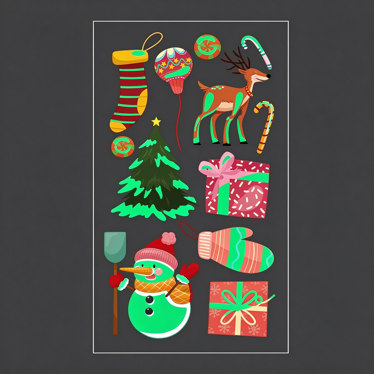 Stocking Tree Xmas Stickers