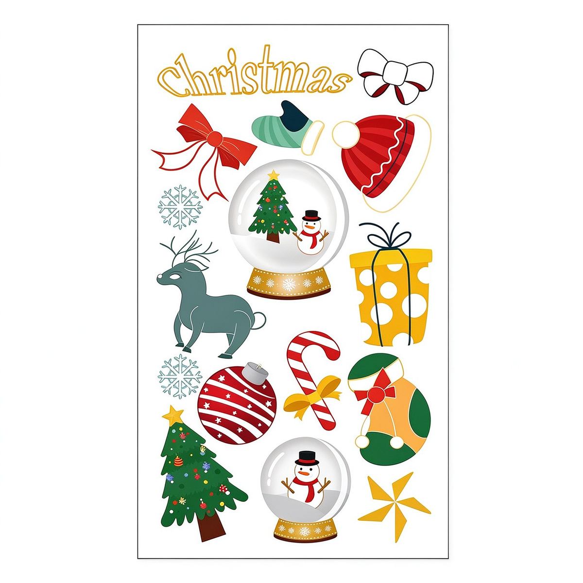 Snow Globe Xmas Stickers