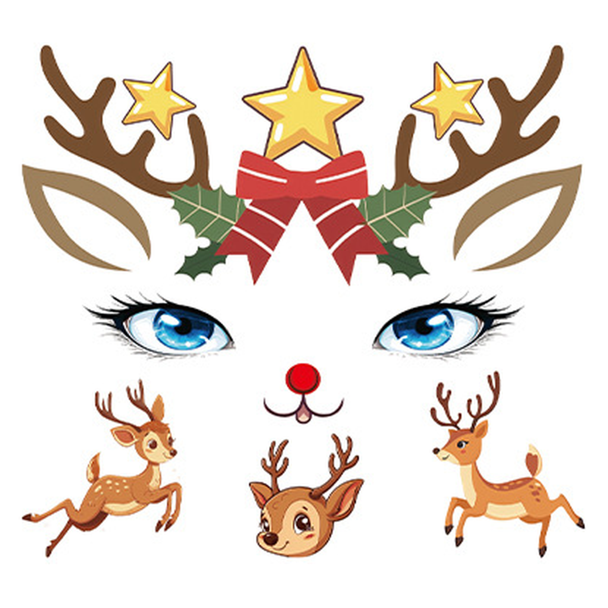 Reindeer Star Face Tattoo
