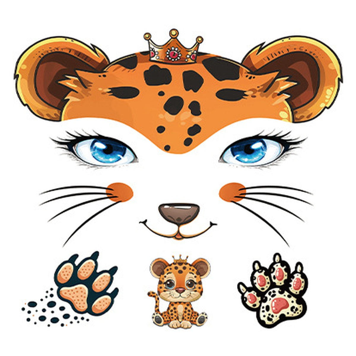 Leopard Crown Face Tattoo