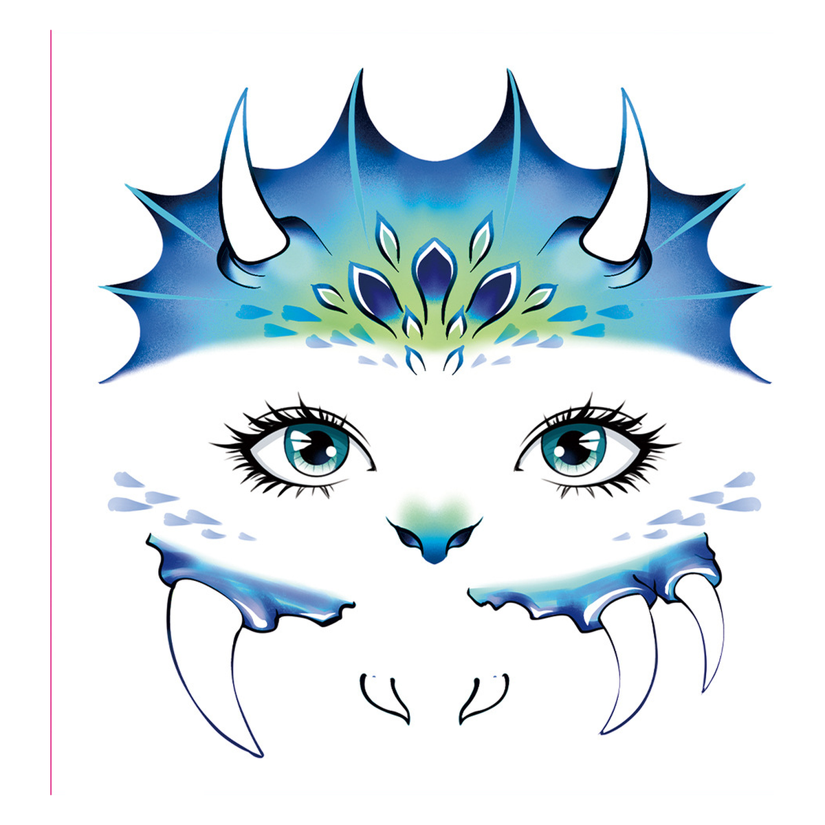 Blue Dragon Face Tattoo