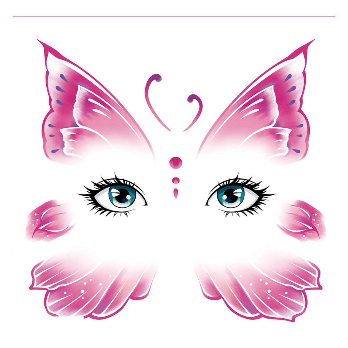 Pink Butterfly Face Tattoo