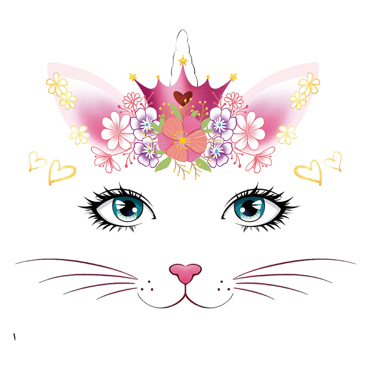 Floral Unicorn Cat Tattoo