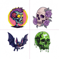 Cartoon Horror Skull Bat Tattoo