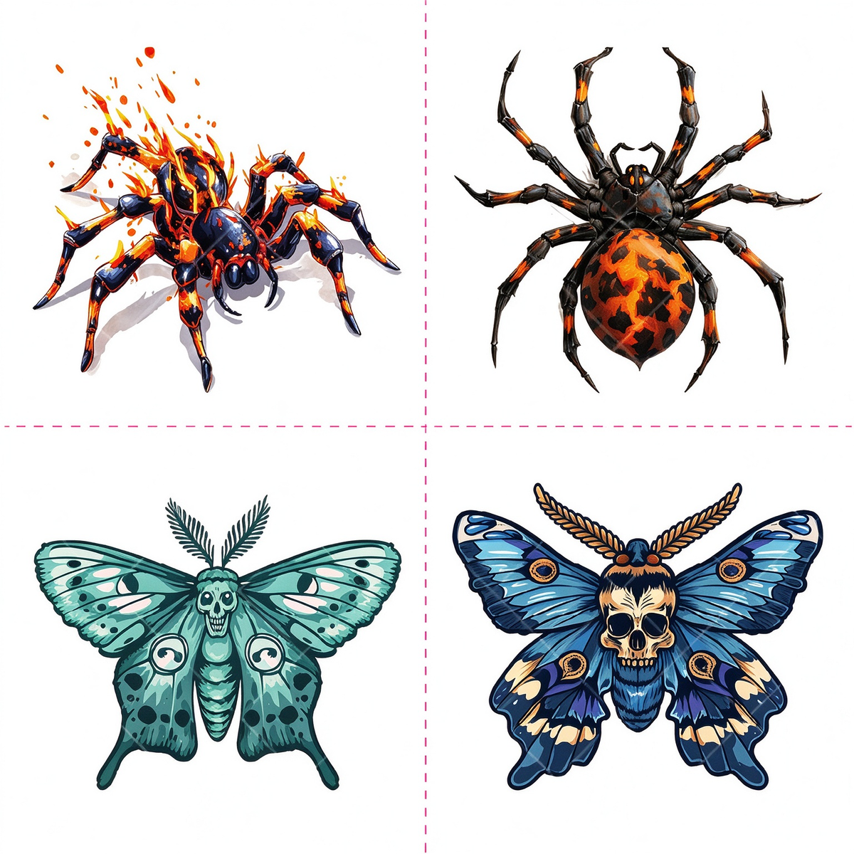 Flame Spider Death Moth Tattoo