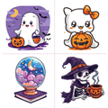 Cute Ghost Pumpkin Witch Tattoo
