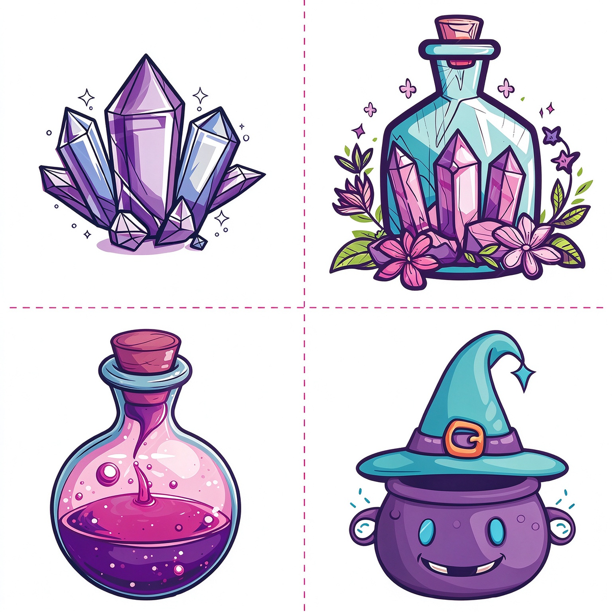 Magic Crystal Potion Witch Tattoo