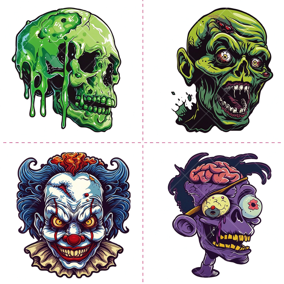 Slime Skull Zombie Clown Tattoo