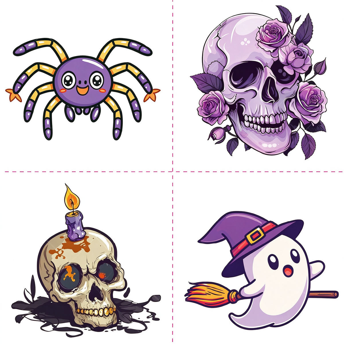 Purple Skull Spider Ghost Tattoo