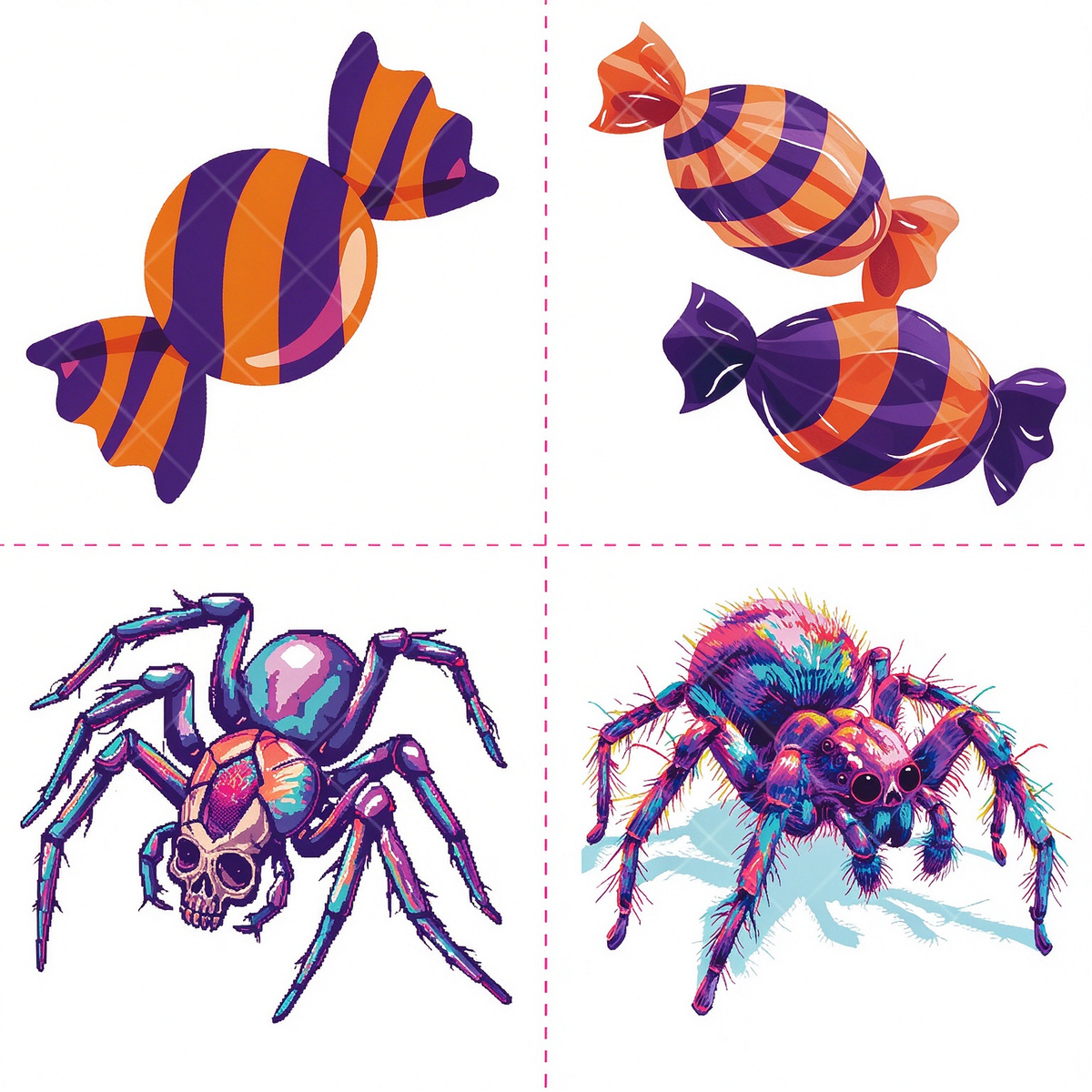 Halloween Candy Skull Spider Tattoo