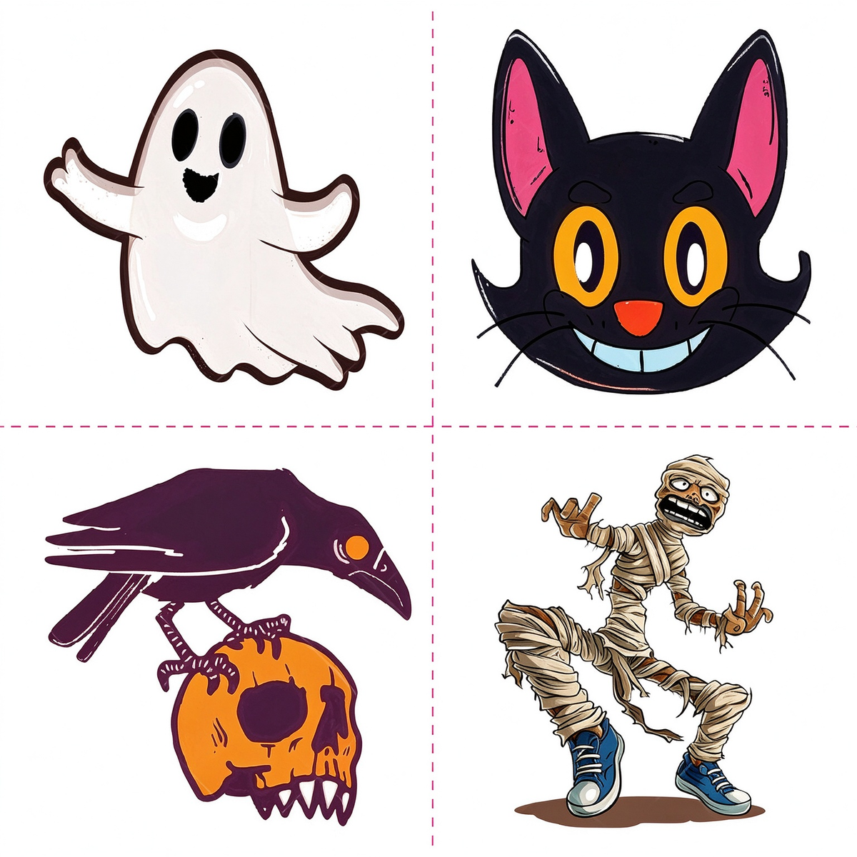 Ghost Crow Mummy Cat Tattoo