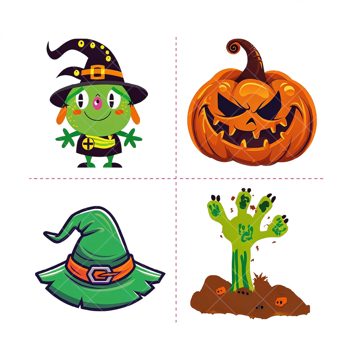 Witch Pumpkin Zombie Hand Tattoo