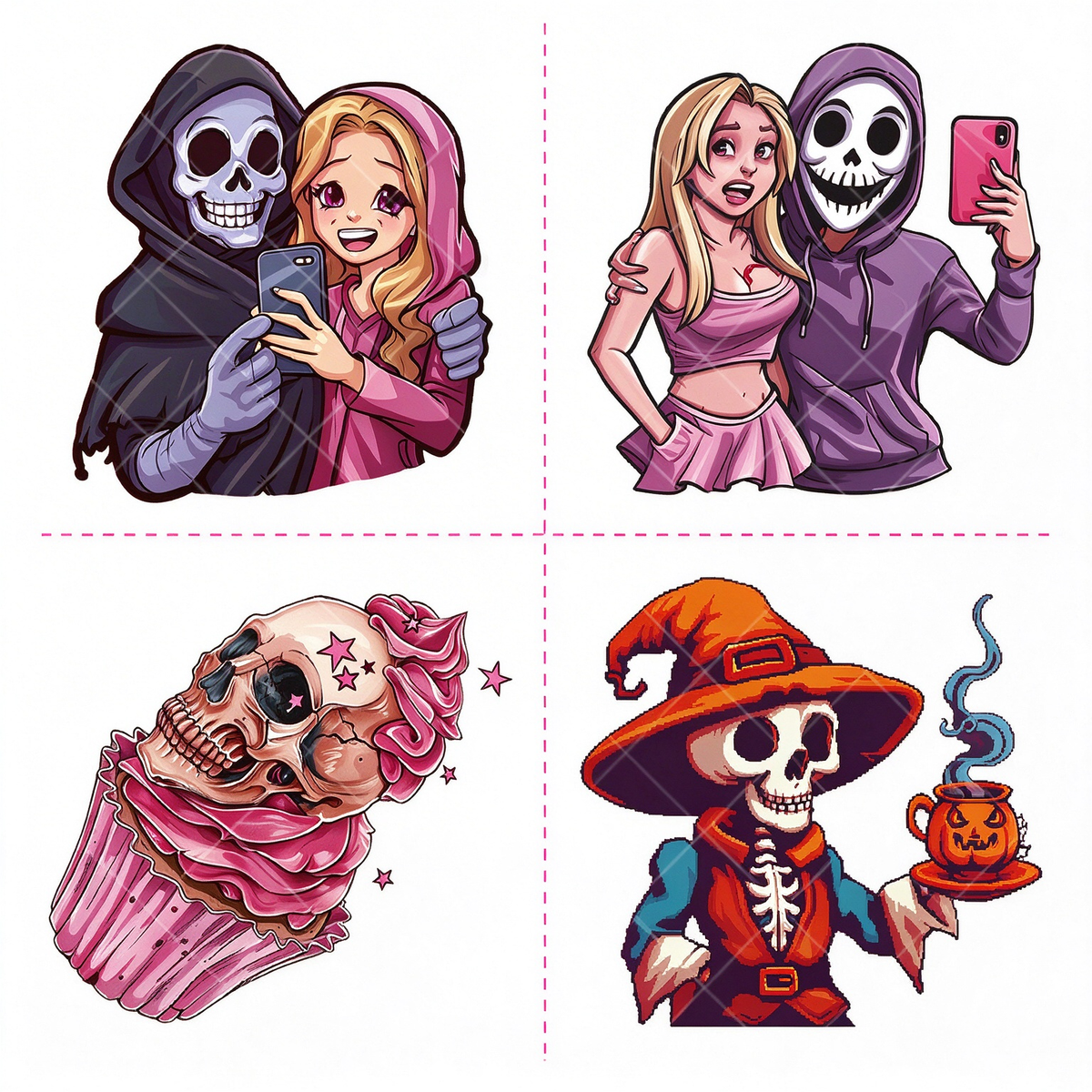 Selfie Skull Cupcake Witch Tattoo