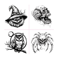 Pumpkin Owl Skull Spider Tattoo