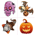 Slime Skull Bat Gnome Pumpkin Tattoo